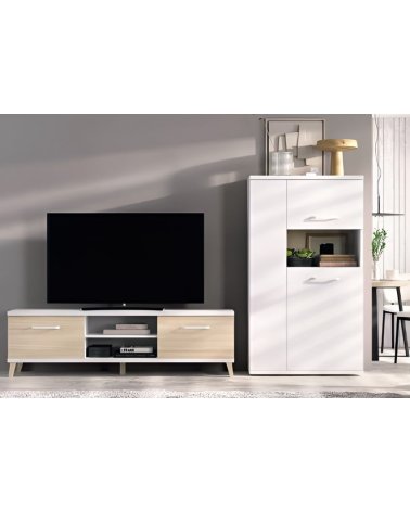 Muebles de salón Abanilla 04 blanco-roble